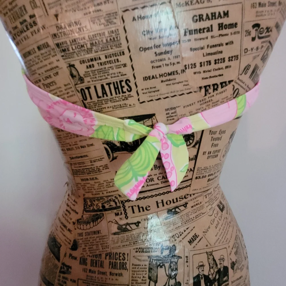 Lilly Pulitzer Floral Halter Swimsuit Bikini Top Unpadded Sz 8 - Picture 5 of 6